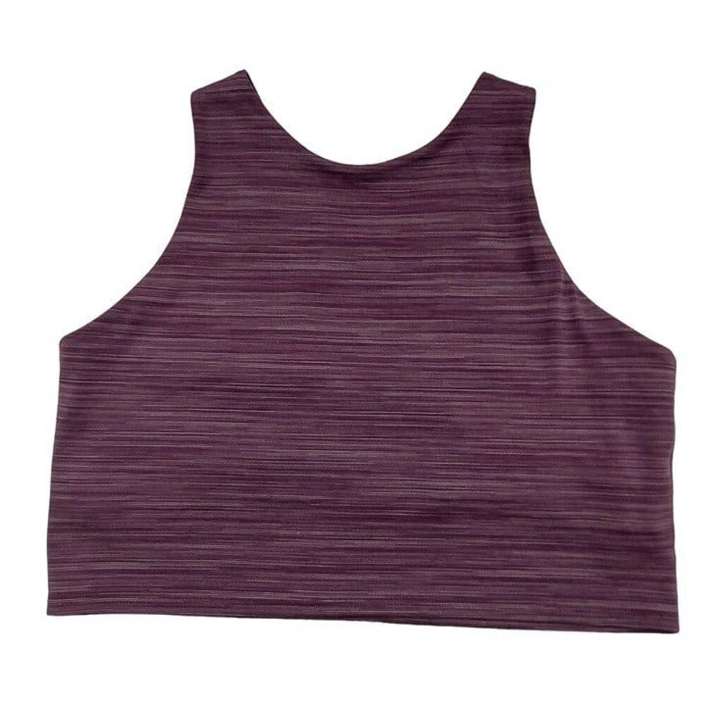 Athleta Space Dye Crop Top Womens XL Purple Marled Racerback Gym Performance - Picture 1 of 12